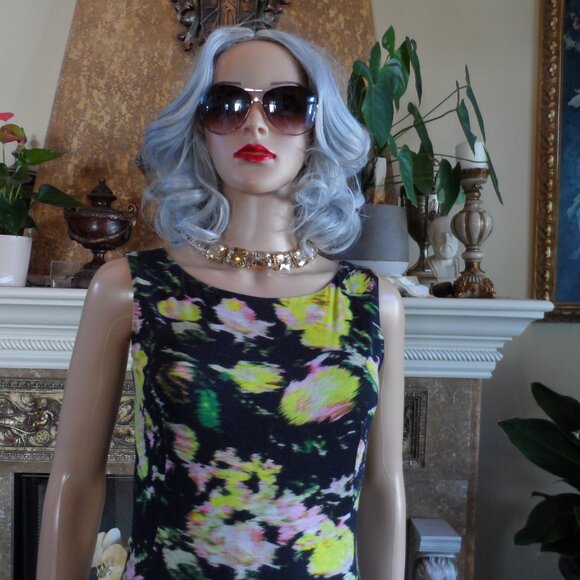 Erdem Black & Yellow Multi Abstract Print Sheath Dress Size 4 - Picture 7 of 16